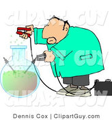 Clip Art of a Male Scientist in a Lab Coat Experimenting with Chemicals by Djart