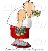 Clip Art of a Man Chugging a Six Pack of Beer by Djart