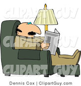 Clip Art of a Man Reading the Paper While Sitting on a Recliner in His Livingroom by Djart