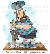 Clip Art of a Middle Aged Ship Captain Navigating His Vessel by Djart