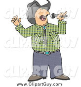 Clip Art of a Muscial Cowboy Singing Country Music by Djart
