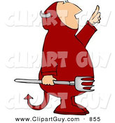 Clip Art of a Red Devil Pointing up at the Sky by Djart