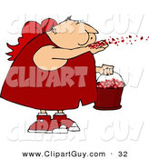 Clip Art of a Saint Valentine's Day Caucasian Cupid Blowing Love Hearts into the Air by Djart