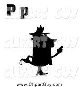 Clip Art of a Silhouetted Officer with Letters P by Hit Toon