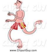 Clip Art of a Sketched Man Running in His Swim Shorts by Prawny