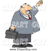 Clip Art of a Smiling White Businessman Waving Hello or Goodbye by Djart