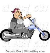 Clip Art of a Tough Rebel Man Riding a Chopper Bike by Djart