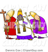 Clip Art of a Trio of Bishops Standing Together, One Is Ethnic by Djart