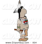 Clip Art of a Warrior Indian Standing with a Hatchet in His Hand by Djart