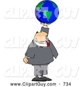 Clip Art of a White Businessman Holding the World in His Hand - Concept by Djart