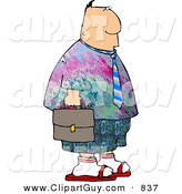 Clip Art of a White Businessman Wearing Colorful Hippie Clothing to His Work on Casual Friday by Djart