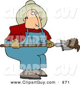 Clip Art of a White Cowboy Rancher Scooping Cattle Dung with a Shovel by Djart