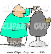 Clip Art of a White Dentist Using Big Drill on Patient's Teeth by Djart