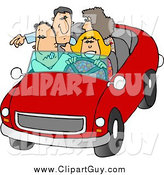 Clip Art of a White Family and Friends Going on a Road Trip by Djart