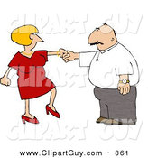 Clip Art of a White Wife Trying to Get Her Husband to Dance by Djart