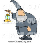 Clip Art of a Wizard Walking Around at Night with a Lit Lantern by Djart