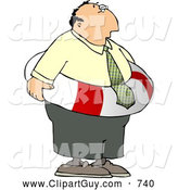 Clip Art of a Worried White Businessman Wearing a Life Preserver Float Tube Around His Waist by Djart