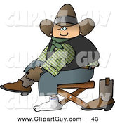Clip Art of a Young Cowboy Putting Boots on Feet by Djart