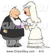 Clip Art of a Young White Man and Woman Looking at Each Other Before Getting Married by Djart