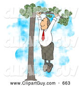 Clip Art of AAverage Business Man Hanging out on a Tree Limb for His Partner - Business Concept by Djart