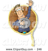 Clip Art of ACaucasian Happy Lariat Cowboy Waving His Hand to the Crowd by Djart