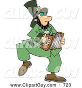Clip Art of ACheerful Irish Leprechaun Man Playing an Accordion by Djart