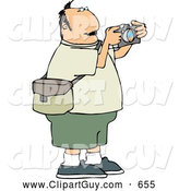 Clip Art of AChubby Overweight Man Taking Pictures with a Digital Camera - Tourist/Photographer by Djart