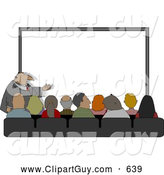 Clip Art of ACrowd of People Watching a Businessman Give His Projector PC Slideshow Presentation by Djart