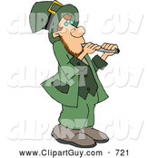 Clip Art of ACute Leprechaun Moving a Stack of Gold Coins with a Wheelbarrow by Djart