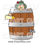 Clip Art of ADrunk Oktoberfest Man in in a Wooden Beer Keg Barrel by Djart