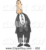 Clip Art of AFriendly Alert Businessman Standing and Waiting with Hands in Pockets by Djart