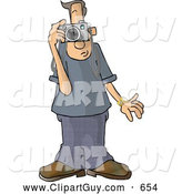 Clip Art of AFriendly Male Tourist Taking Pictures with a Digital Camera by Djart