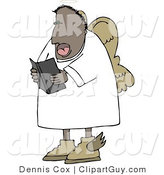 Clip Art of an African American Angel in White Reading from a Bible by Djart