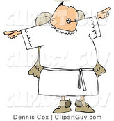 Clip Art of an Angry Male Angel Pointing Fingers in Opposite Directions by Djart