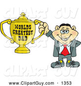 Clip Art of AnItalian Man Holding a Golden Worlds Greatest Dad Trophy by Dennis Holmes Designs