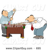 Clip Art of APair of Men Playing a Game of Pool in Their Business Suits by Djart