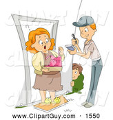 Clip Art of APrankster Boy Having a Funny Dress Delivered to His Mom by BNP Design Studio