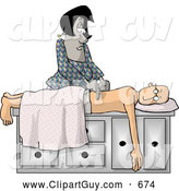 Clip Art of AProfessional African American Massage Therapist Massaging Caucasian Man by Djart