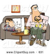 Clip Art of AProfessional Psychiatrist Sitting Beside a Sleeping Patient on a Couch by Djart