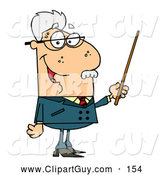 Clip Art of ASenior Caucasian Professor Man Holding a Pointer by Hit Toon