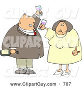 Clip Art of ASmiling Man and Woman at a Party Drinking Wine While Celebrating New Years Holiday by Djart