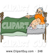 Clip Art of ATired Husband Trying to Wake up His Wife in Bed During the Early Morning by Djart