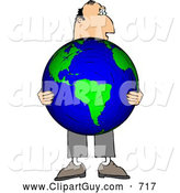 Clip Art of AWhite Businessman Holding the World in His Hands - Concept by Djart
