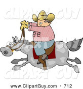 Clip Art of AWhite Cowboy Riding a Fast Horse by Djart