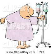 Clip Art of AWhite Recovering Elderly Male Patient Walking Around a Hospital with a Portable IV Drip Line Attached to Him by Djart