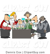 Clip Art of Casino Gamblers Playing Poker Game Around a Table by Djart