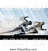 Clip Art of Two Competitive Rival Men Sprinting by Tonis Pan