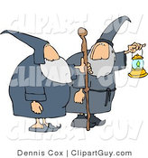 Clip Art of Two Male Wizards, One's Holding a Lantern and the Other Is Holding a Walking Stick by Djart