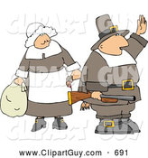 Clip Art of Two Pilgrims - Man and Woman by Djart