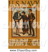 Clip Art of Uncle Sam Recruiting Young Men to the Military by JVPD